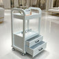 Light wood color premium beauty cart with drawers, mobile salon trolley for professional makeup storage and SPA organization.