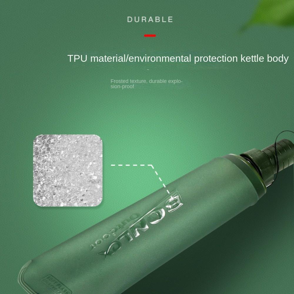 Light yellow foldable drinking water bottle bag for outdoor use by BACKUPMYFILESNOW.COM® showing compact design and adjustable strap.