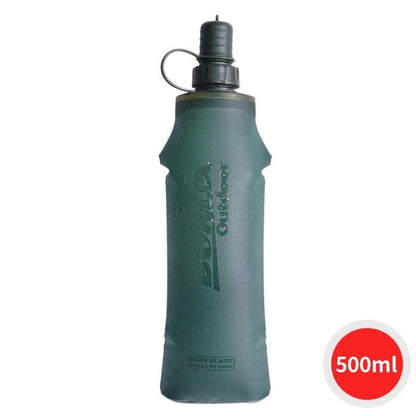Light yellow foldable drinking water bottle bag by BACKUPMYFILESNOW.COM® for outdoor use, designed for portability and convenience.