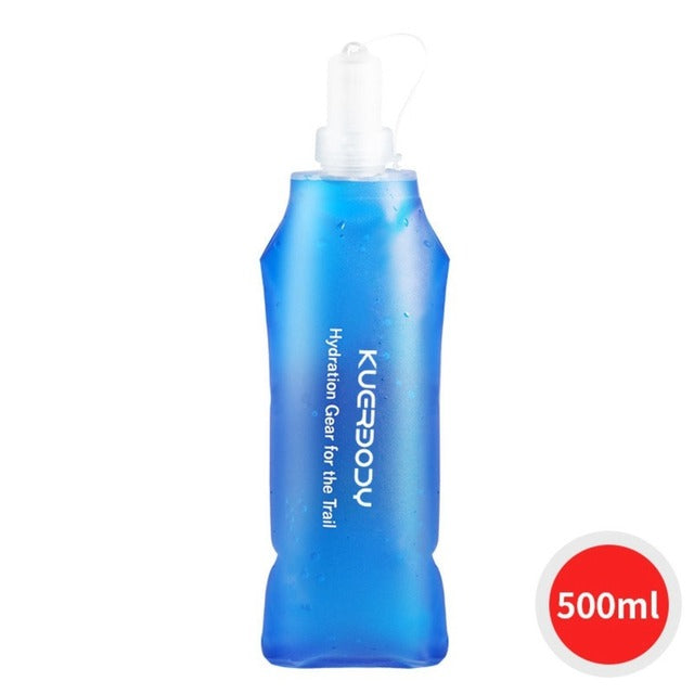 Light yellow foldable drinking water bottle bag for outdoor use by BACKUPMYFILESNOW.COM®. Compact, portable water bottle carrier.