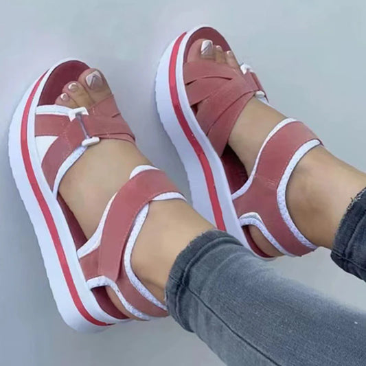 Light blue BACKUPMYFILESNOW.COM wedge summer sandals for women, outdoor walking, beach footwear, with open-toe design.