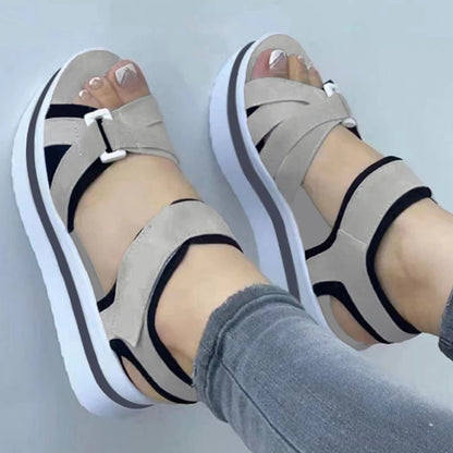 Light blue BACKUPMYFILESNOW.COM wedge summer sandals for women, outdoor walking, beach footwear, and party shoes with open toes.