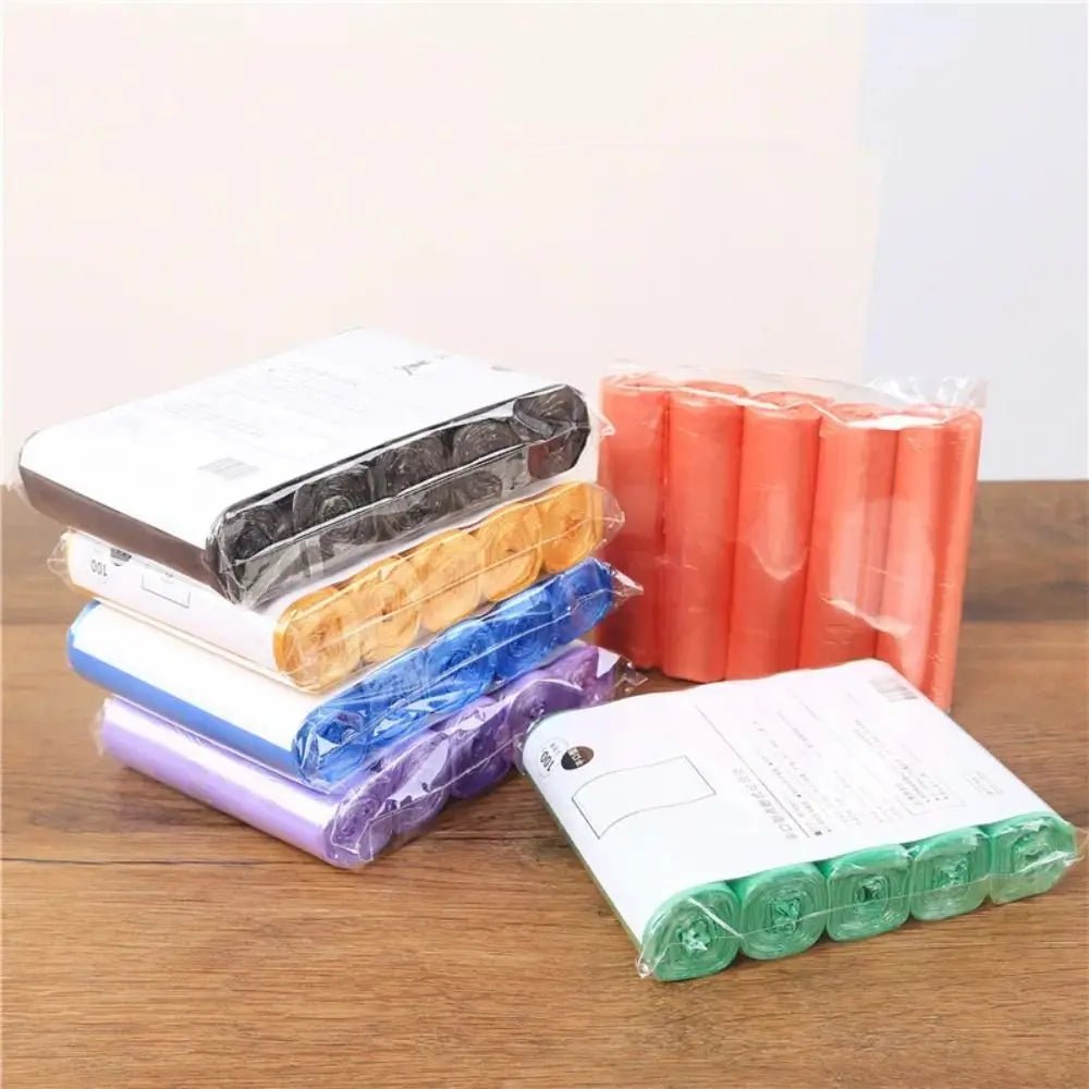 Set of 5 rolls of 45x50cm pink disposable trash bags from BACKUPMYFILESNOW.COM®, thick household garbage pouches for waste collection.