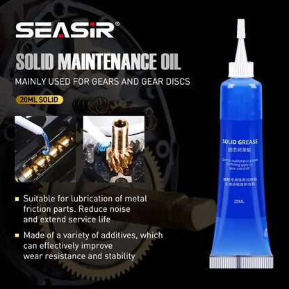 SEASIR Protective Grease and Lubricant Oil for fishing reel bearings, shown in 20ml tubes, ideal for fishing reel maintenance.
