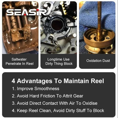 BackupMyFilesNow® SEASIR fishing reel lubricant oil and protective grease, 20ml each, for reel bearing maintenance and lubrication.