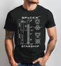 SpaceX Blueprint unisex Rocket Lover shirt featuring Boca Chica launch site and Raptor engine design for space enthusiasts.