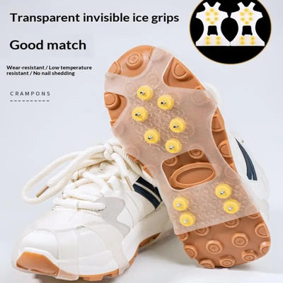 10-Stud Ice Claws for Shoes by BackupMyFilesNow.com, TPE anti-slip crampons for hiking and snow, prevents slips on icy surfaces.