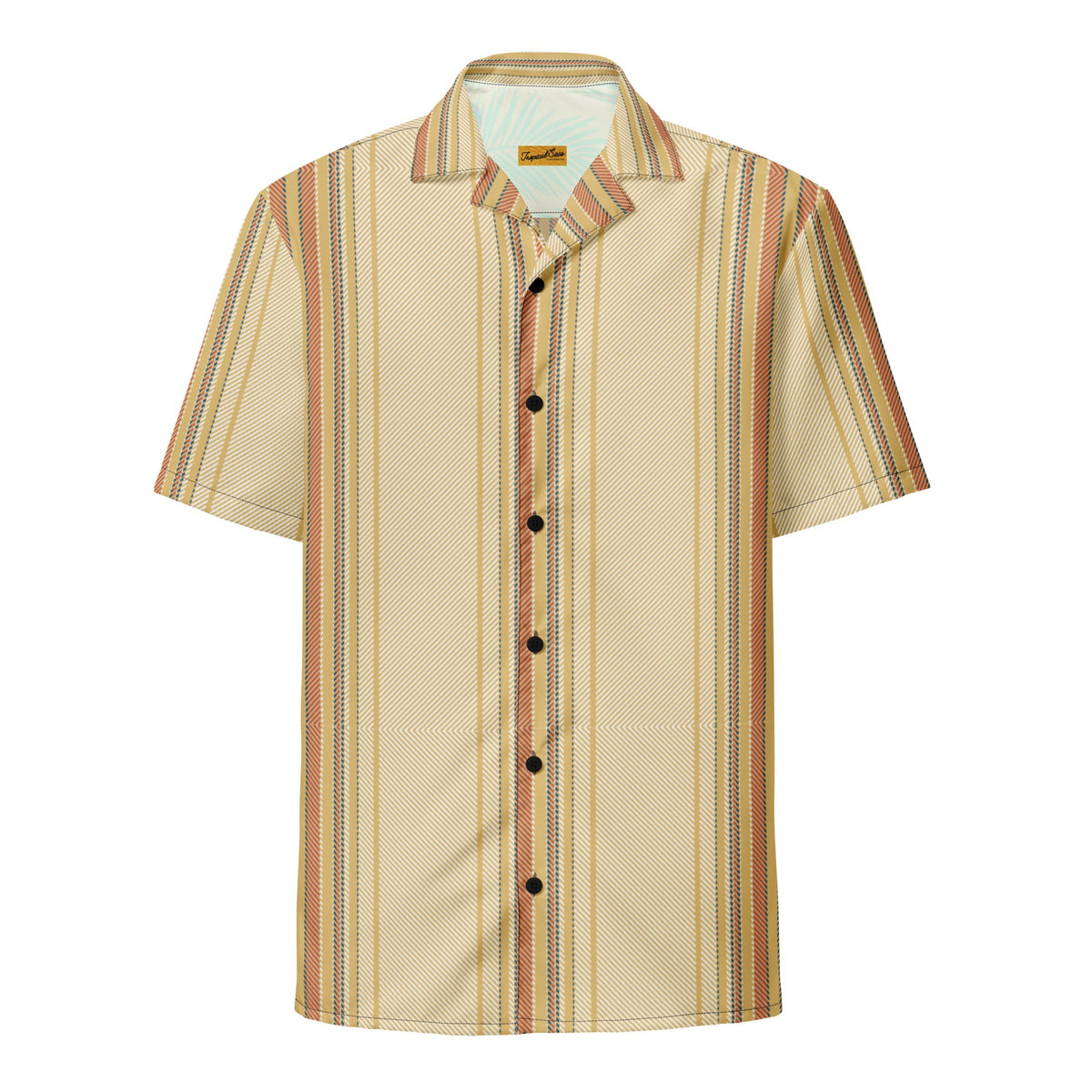 Golden Isles luxury performance button-down shirt from Brinks Island Collection, featuring a stylish patterned fabric and classic fit.