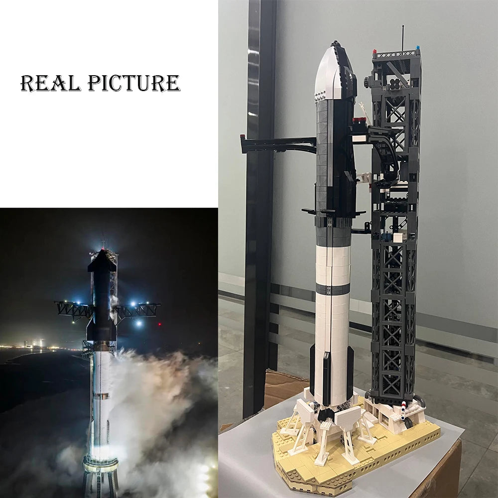 2024 SpaceX Musk Starship Rocket and City Space Station shuttle model building blocks for children, detailed brick toy set.