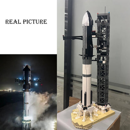 2024 SpaceX Musk Starship Rocket and City Space Station shuttle model building blocks for children, detailed brick toy set.