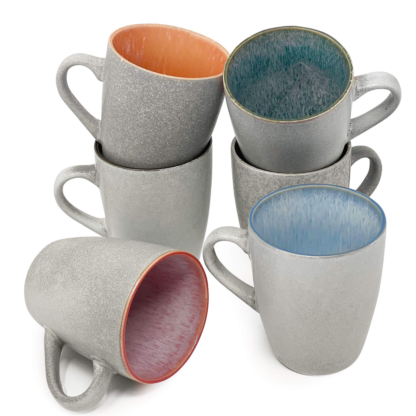 Set of 6 matte white ceramic coffee mugs, 12 oz, large coffee cups for hot beverages, stylish and durable coffee mug set.