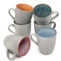 Set of six matte white ceramic coffee mugs, 12 oz, for coffee, featuring large, sturdy design ideal for daily use.