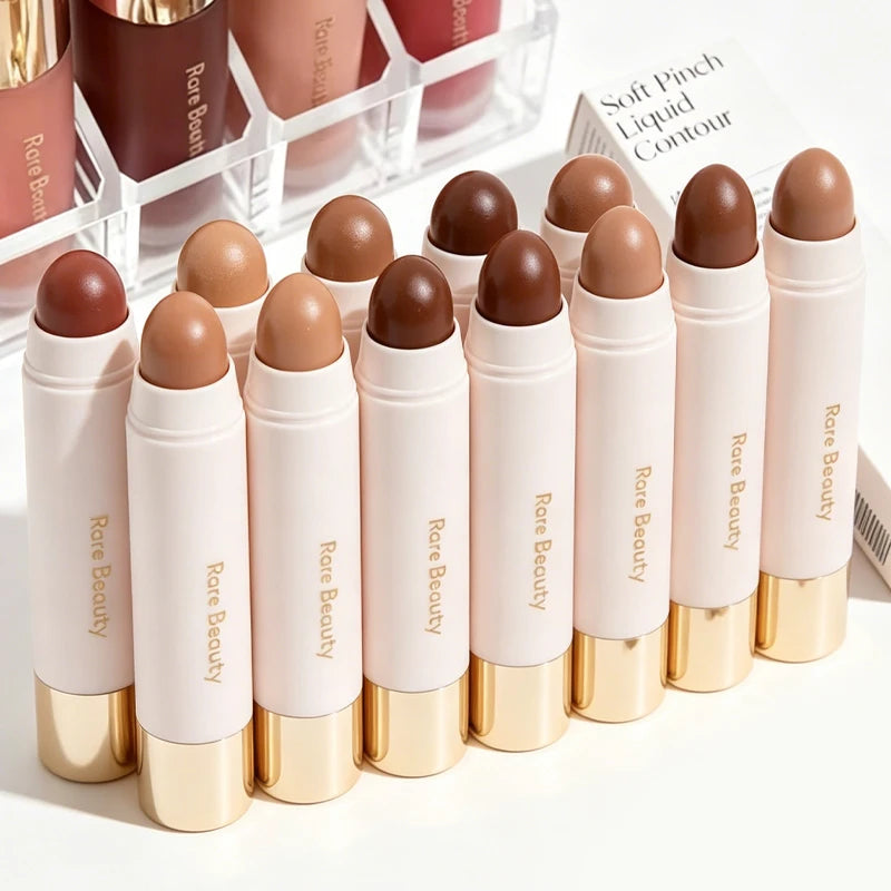 Rare Beauty Always Sunny Happy Sol Bronze Contour Stick for nose shadow, featuring a silky, three-dimensional, natural matte finish.