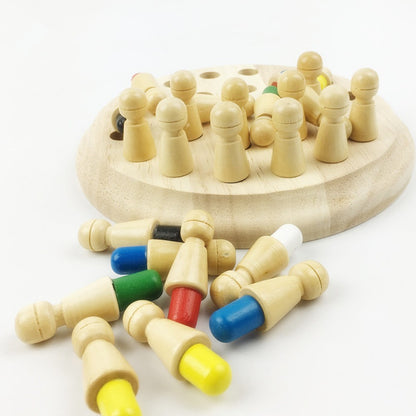 Wooden Memory Chess Puzzle Toy by BACKUPMYFILESNOW.COM®, featuring a compact wooden chess-themed memory game with colorful pieces.