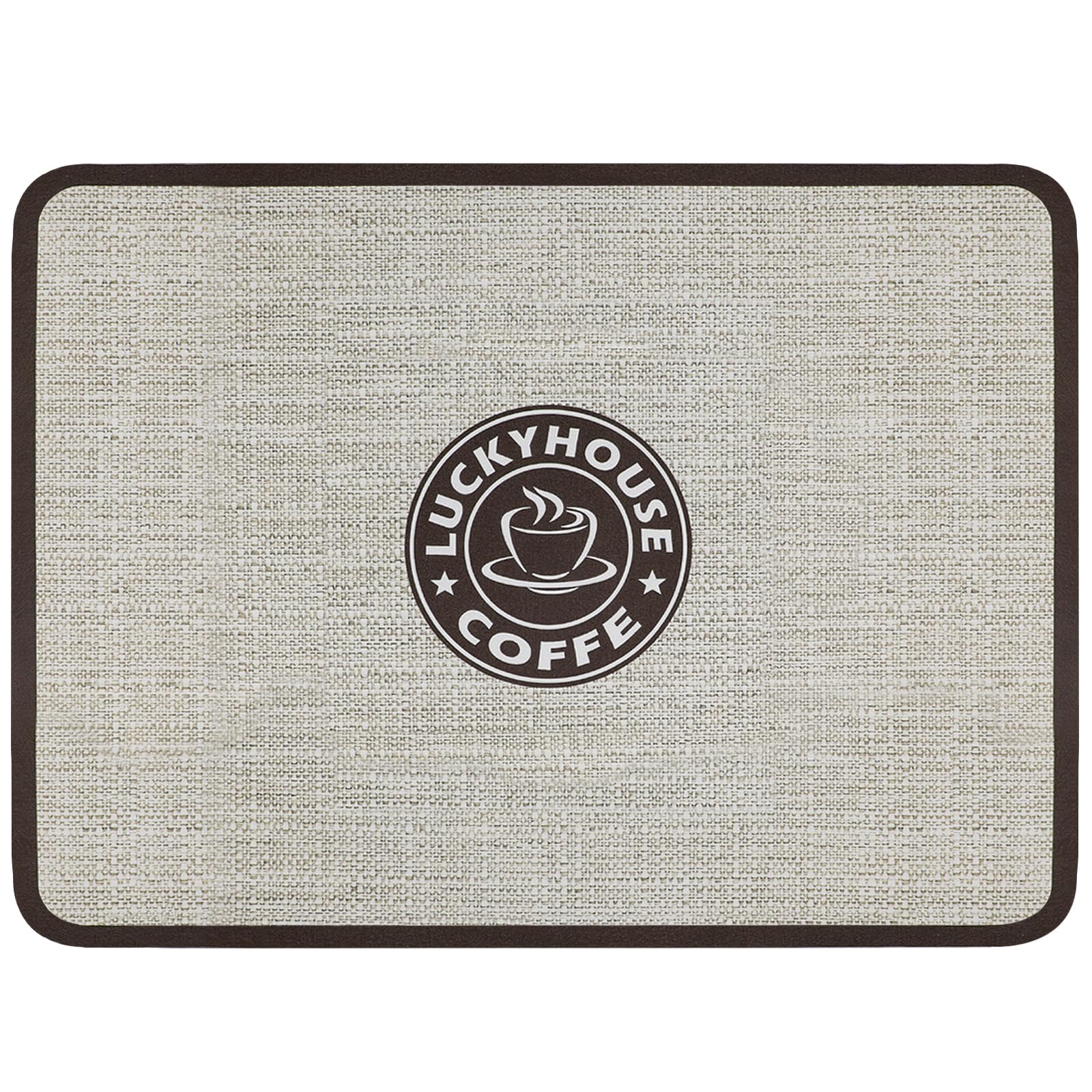Backupsmyfilesnow.com waterproof rubber coffee bar mat with absorbent surface, 11.8 x 15.7 inches, for coffee machines and drying.