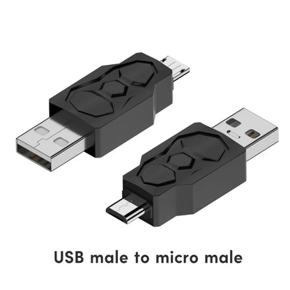 BackupMyFilesNow.com Micro USB to Mini USB connector adapter showing Micro USB female and Mini USB male ports.