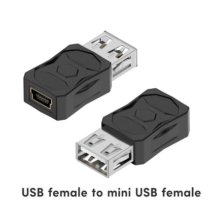 BackupMyFilesNow.com Micro USB female to Mini USB male adapter, showing a compact USB connector for device compatibility.
