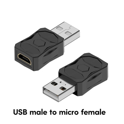 BackupMyFilesNow.com Micro USB to Mini USB adapter, female to male connectors, for device data transfer and USB compatibility.