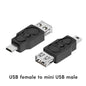 BackupMyFilesNow.com Micro USB to Mini USB connector adapter, USB female to micro male, compact and versatile for device connections.