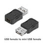 Micro USB to Mini USB adapter connecting female Micro USB to female Mini USB ports, compatible with BackupMyFilesNow.com devices.