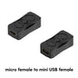 BackupMyFilesNow.com micro USB female to mini USB male adapter, versatile USB connector for device compatibility.
