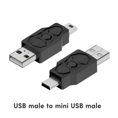 BackupMyFilesNow.com Micro USB to Mini USB adapter, female to male connectors, used for device data transfer and charging.
