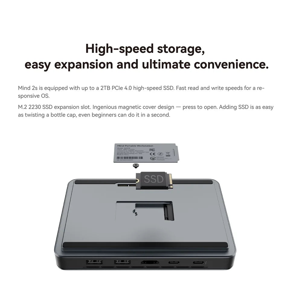 Khadas Mind Pro/2/2s AI Mini PC with Intel Core Ultra 7 155H, 64GB RAM, 2TB storage, Windows 11, 8K display, compact micro desktop