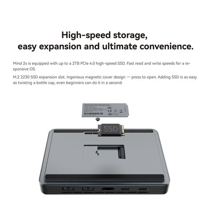 Khadas Mind Pro/2/2s AI Mini PC with Intel Core Ultra 7 155H, 64GB RAM, 2TB storage, Windows 11, 8K display, compact micro desktop