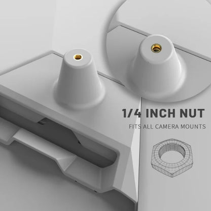Starlink Mini Mount Pipe Adapter with 1/4 inch nut for Starlink Mini Kit bracket, shown attached to a mounting pipe.