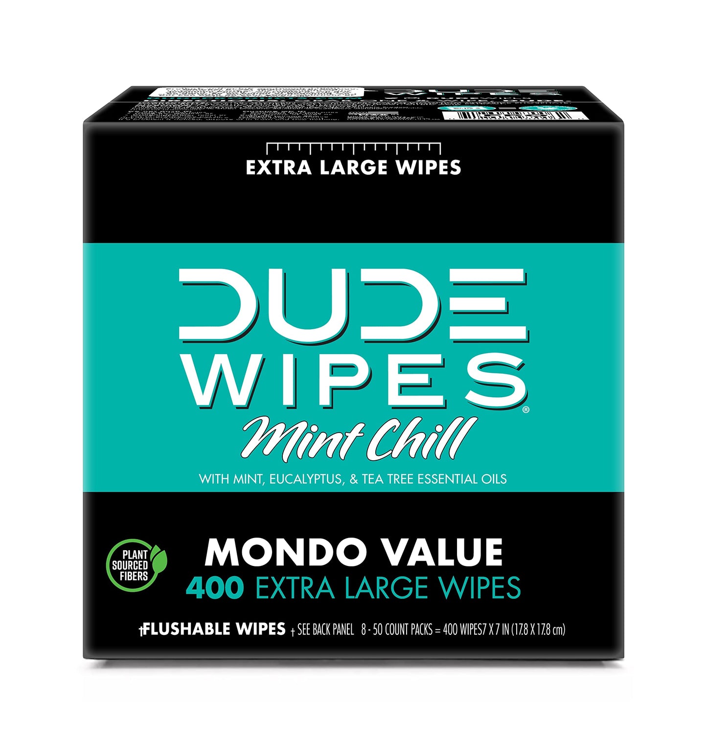 BackupMyFilesNow® DUDE Wipes flushable adult wet wipes, mint chill scent, eucalyptus and tea tree oil, 8-pack, septic safe, extra-large.