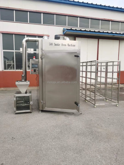 Stainless steel Smokehouse Oven for chicken, sausage, and meat smoking, with steam generator for drying and flavor infusion.
