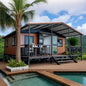 Double-story duplex container house by BACKUPMYFILESNOW.COM®, luxury prefabricated villa with 2-5 bedrooms, kitchen, and bathroom.
