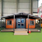 Double-story duplex container house by BACKUPMYFILESNOW.COM® featuring 2-5 bedrooms, kitchen, and bathroom in a luxury prefabricated villa.