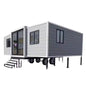Two-storey luxury modular tiny house with steel structure, prefabricated design, and container-style architecture by BACKUPMYFILESNOW.COM®.