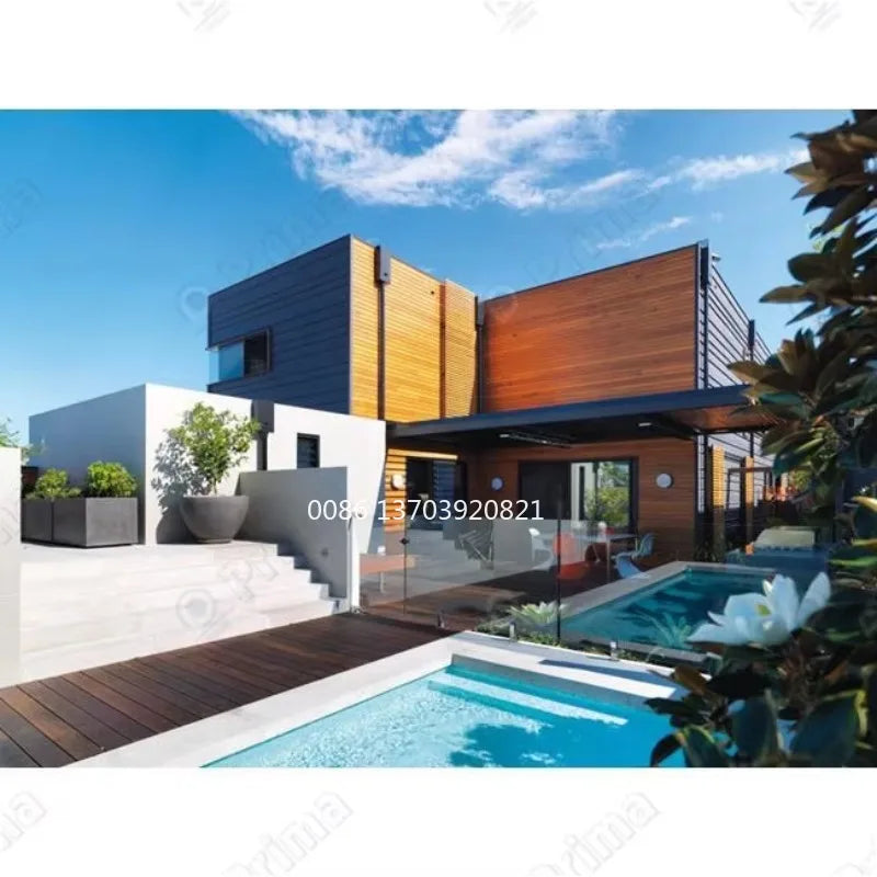 Modular tiny house with steel structure, two storey prefab luxury villa, built by BACKUPMYFILESNOW.COM® in a modern container design.