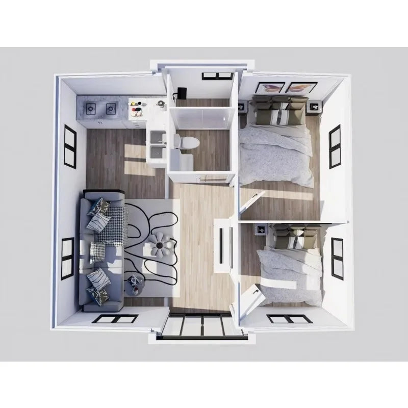Luxury modular tiny house with 5 bedrooms, 40ft size, Australian standard, customized flat pack container by BACKUPMYFILESNOW.COM®.