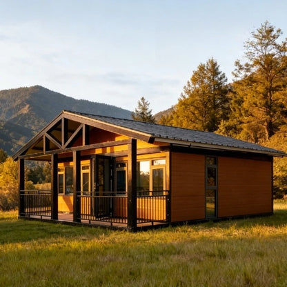 Customized 20/40ft modular tiny house by BACKUPMYFILESNOW.COM®, featuring a portable shipping container design with a terrace and 2-5 beds.