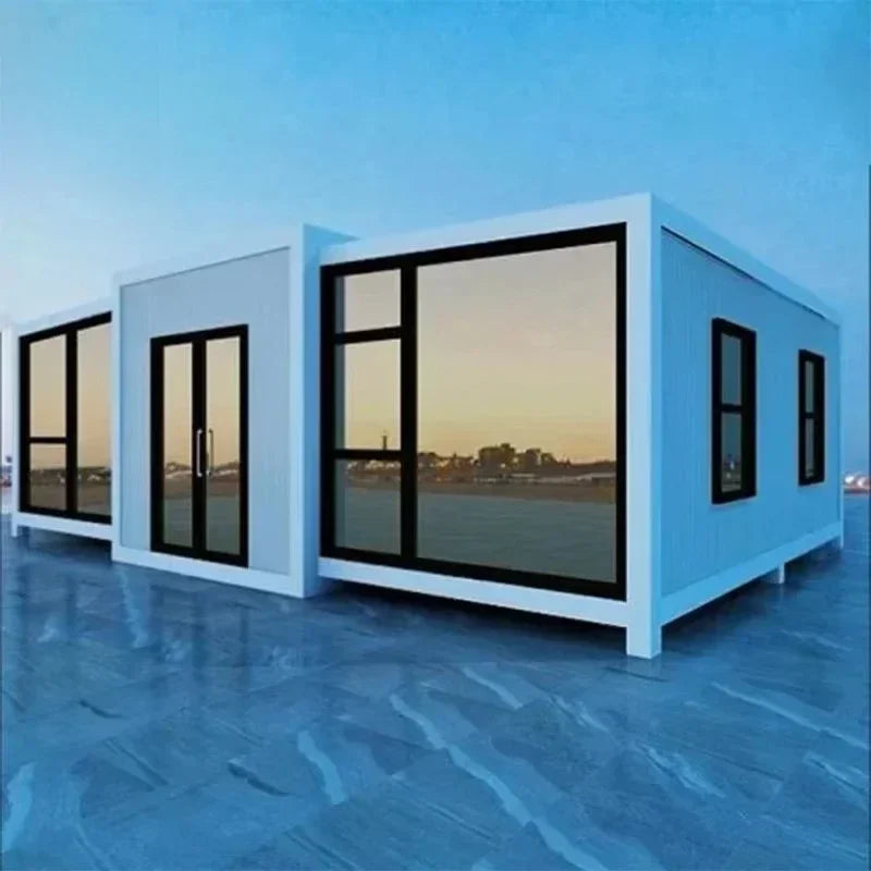 Portable foldable modular tiny house with furniture, 20ft expandable container design, high-quality mobile prefabricated house.