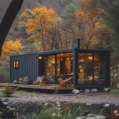 Portable foldable modular tiny house by BACKUPMYFILESNOW.COM®, 20ft expandable container home with prefabricated furniture and high-quality build.