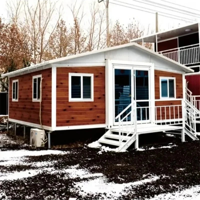 Portable foldable 20ft modular tiny house with high-quality furniture, designed for mobile living and expandable container home use.