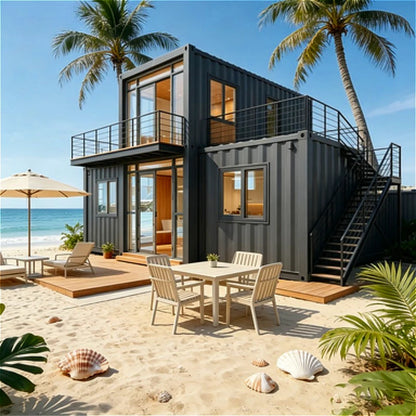 Modular tiny house by BACKUPMYFILESNOW.COM® with 3 rooms, mobile, foldable, detachable container design, customizable prefabricated home.
