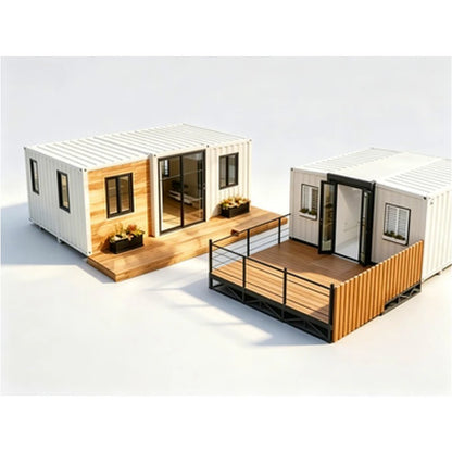 Modular tiny house by BACKUPMYFILESNOW.COM® featuring 3 rooms, high comfort, foldable, detachable container design, customizable interior.