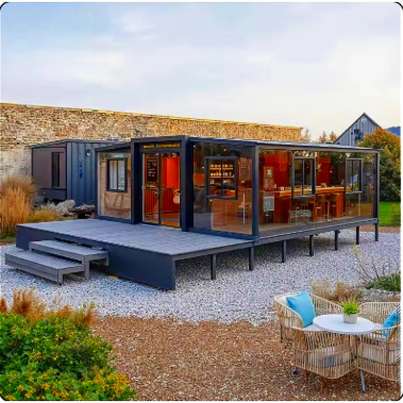 BackUpMyFileSnow® modular tiny house with three rooms, high comfort, foldable design, portable prefab container home.