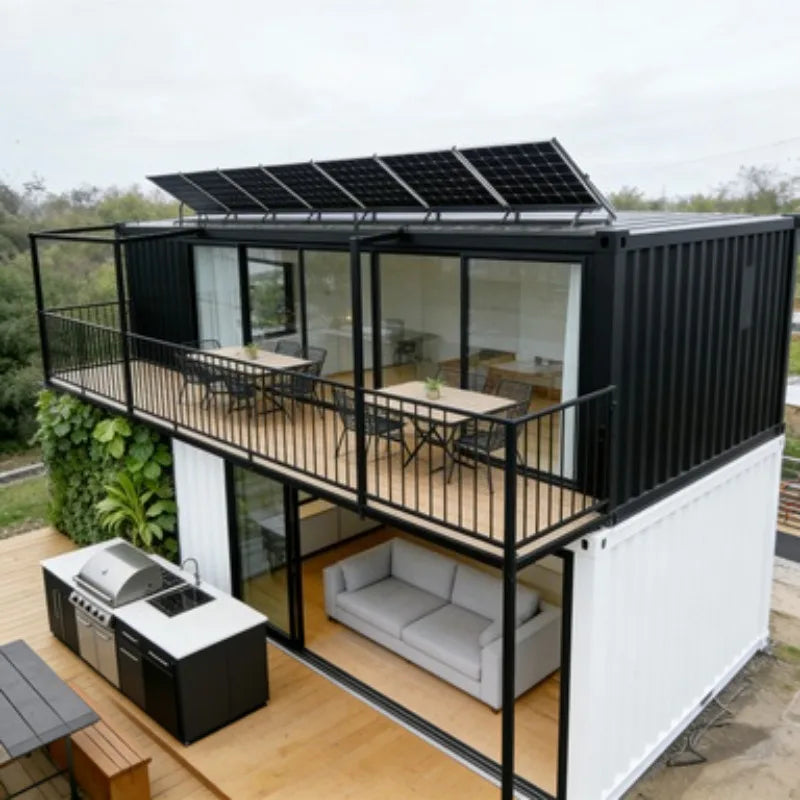 Modular tiny house by BACKUPMYFILESNOW.COM® with 3 rooms, high comfort, foldable and customizable prefab container home.