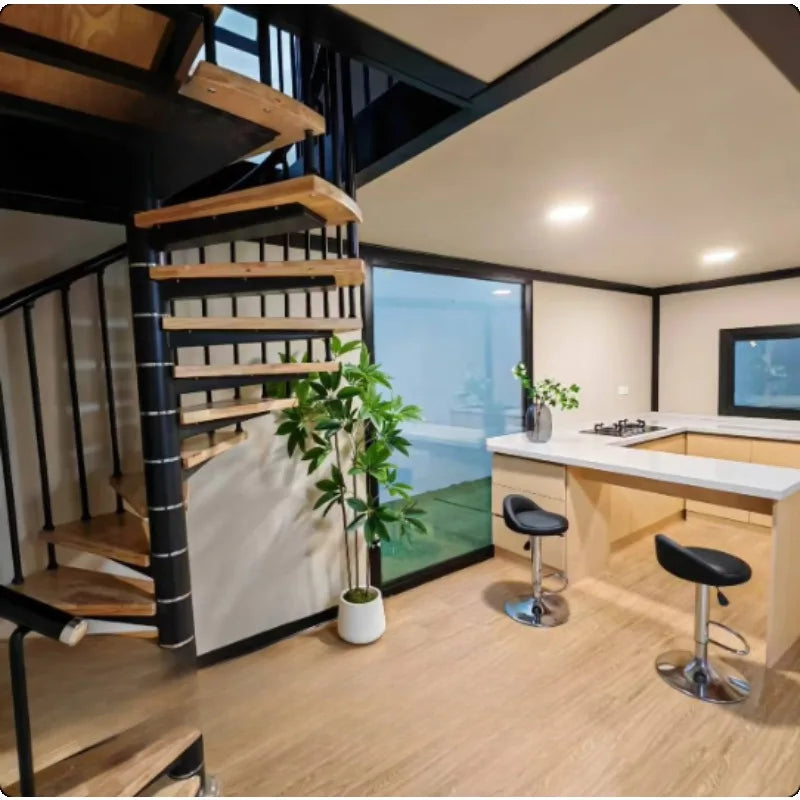 Modular tiny house by BACKUPMYFILESNOW.COM® featuring 3 rooms, high comfort, foldable design, and customizable prefab container housing.