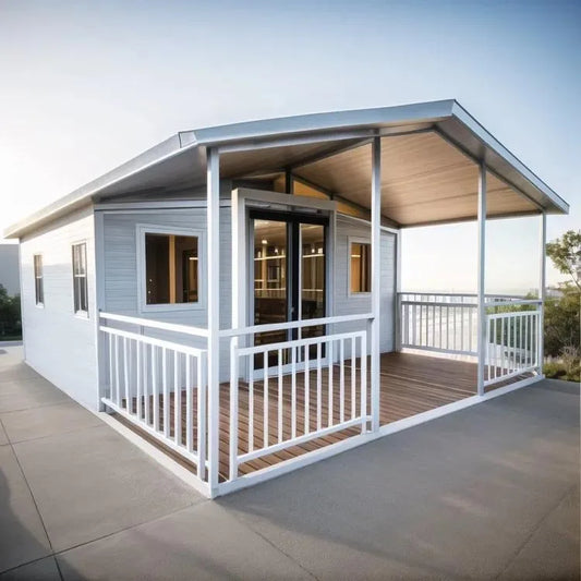 Prefab steel container modular tiny house with expandable design, 30ft size, suitable as office, farm house, or granny flat.