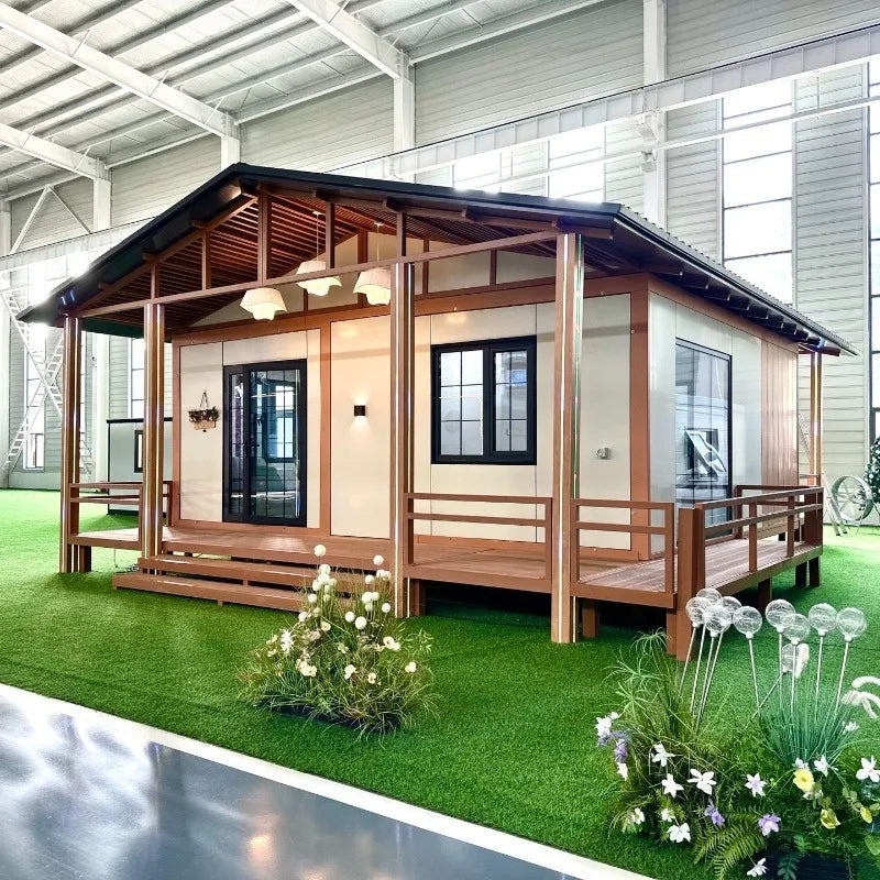 Prefab steel container modular tiny house by BACKUPMYFILESNOW.COM®, 30ft expandable home with office and farm house-style design.