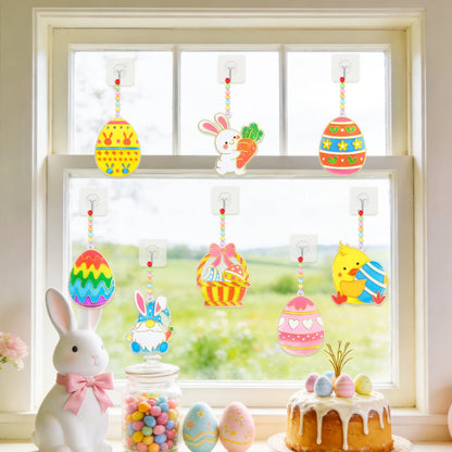 Easter craft kit with 342 pieces including paints, brushes, and decorations for DIY Easter window art and holiday crafts.