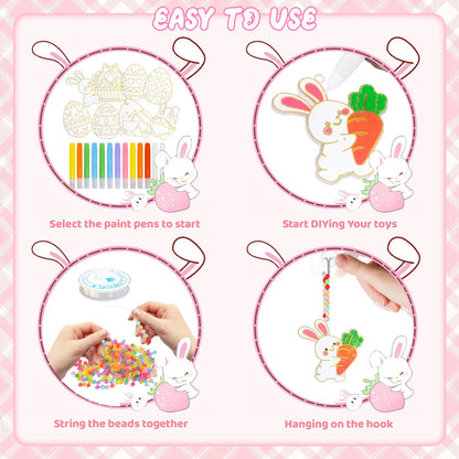 Easter craft kit with 342 pieces including DIY window paint art supplies for holiday decorations and Easter party crafts.