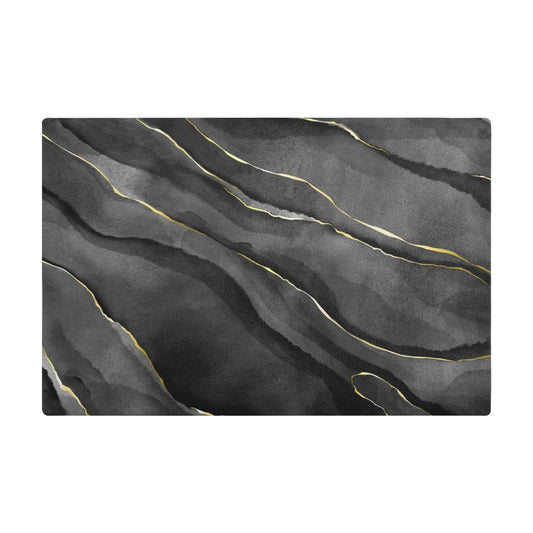 Multicolor leather coffee bar mat for countertops, 18x12 inches, with fox design, absorbent and drying surface for coffee maker and accessories.